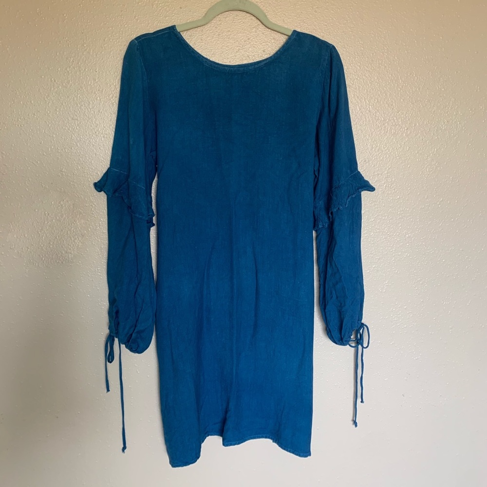 Boho Blue Bishop Sleeve Dress
